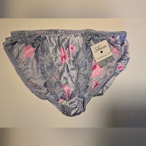 Silkscreen Floral Lace Panty - Blue and Pink Size Medium NWT
